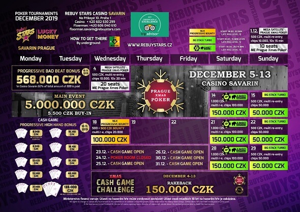Rebuy Stars Casino Savarin – turnaje prosinec 2019
