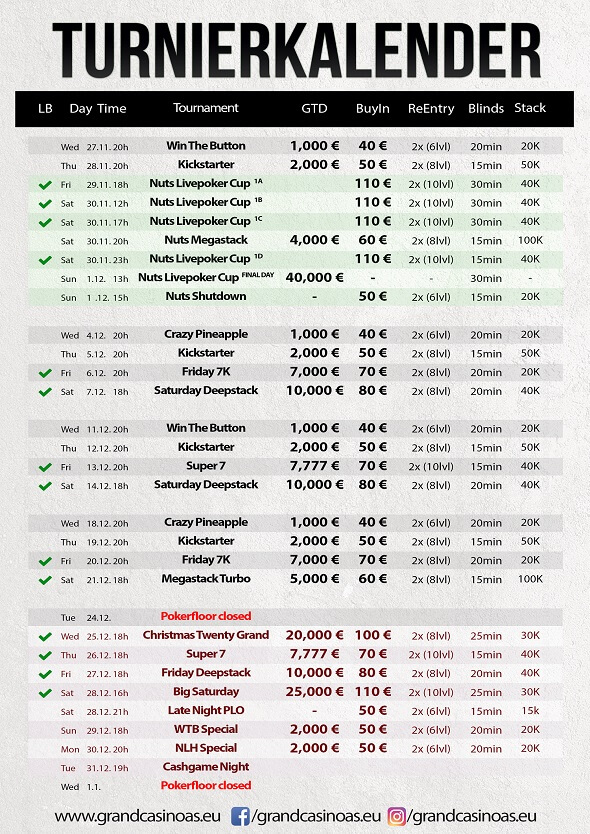 Grand Casino Aš – turnaje prosinec 2019