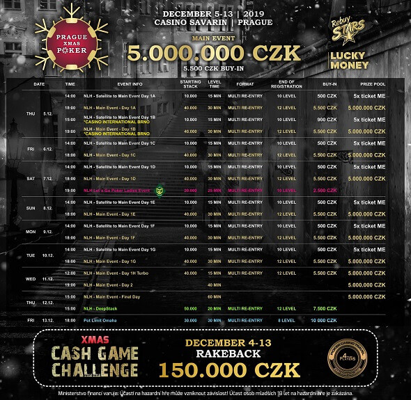 Program Prague Xmas Poker v Rebuy Stars Savarin