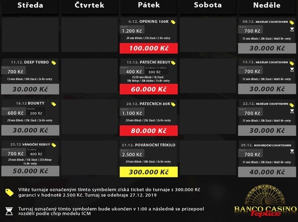 Banco Casino Teplice program poker turnajů.