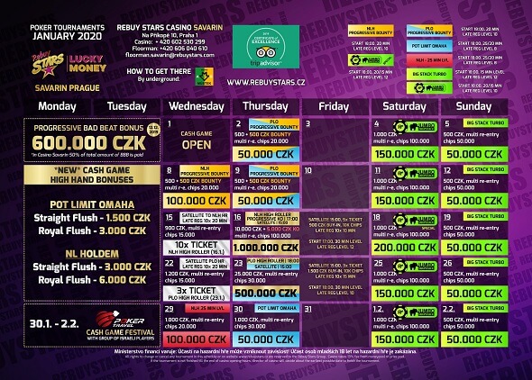 Lednové turnaje v Rebuy Stars Savarin