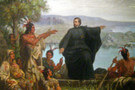 Francouzský misionář Pére Marquette mezi Indiány v Michiganu