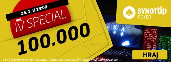 SYNOT TIP Poker - leden přináší nový 100,000 Kč turnaj!