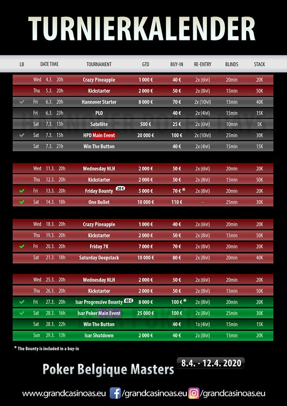 Březnový program turnajů v Grand Casinu