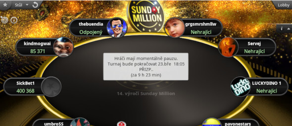 Druhý den rekordního Sunday Million si zahrají dvě stovky Čechů