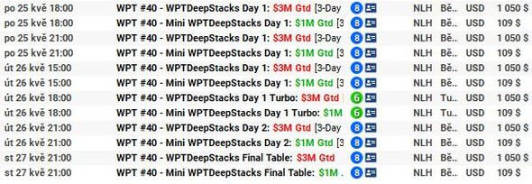 Zbývající program WPT DeepStacks
