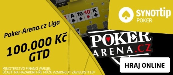 Dnes večer hrajte na SYNOT TIPu turnaj Poker-Arena.cz ligy o 100,000 Kč!