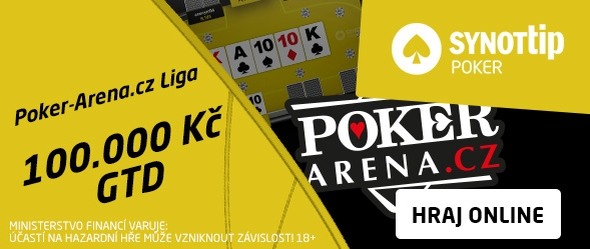 Dnes večer hrajte na SYNOT TIPu turnaj Poker-Arena.cz ligy o 100,000 Kč!