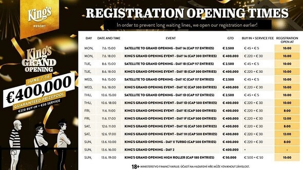 Program King's Grand Opening + cap a start registrace