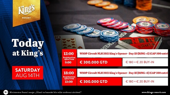 Zahrajte si v King's sobotní flighty WSOPC Openeru, garantuje €300 tisíc za pouhých €200