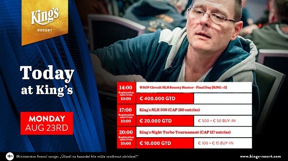 Pondělí v King's: Finále Bounty Hunteru WSOPC i dva side eventy o nejméně €30 tisíc