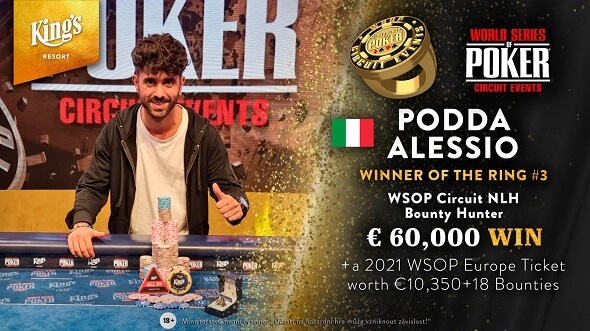 Alessio Podda je vítězem WSOPC Bounty Hunteru