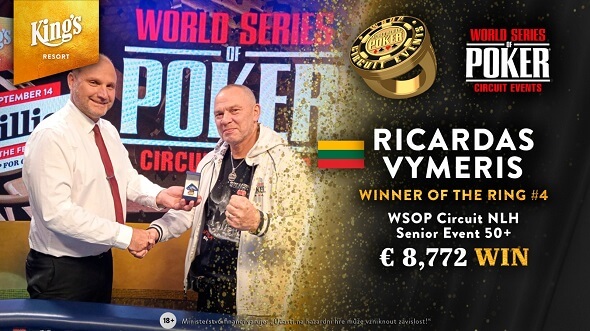 Ricardas Vymeris získává zlatý prsten z WSOPC Senior Eventu 2021