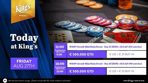 V King's pokračuje WSOPC Mini Main Event s garancí €500 tisíc