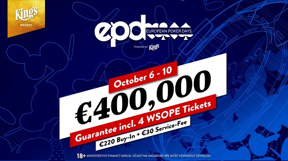 European Poker Days (EPD) do King's přináší garanci v hodnotě €400 tisíc