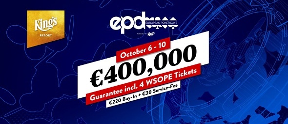 European Poker Days (EPD) do King's přináší garanci v hodnotě €400 tisíc
