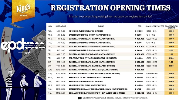 Registrujte se do turnajů European Poker Days s předstihem