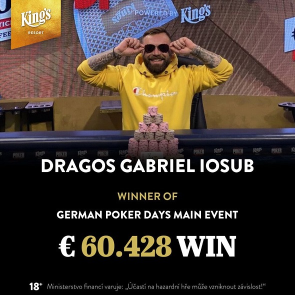 Šampion říjnových German Poker Days Dragos Gabriel Iosub se do King's vrátí během WSOP Europe. Zahraje si zdarma Main Event