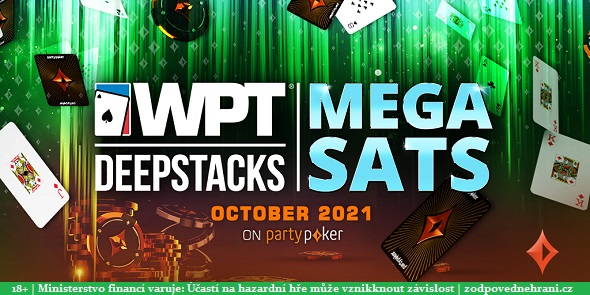 Mega satelity do turnajů WPTDeepStacks Online na partypokeru, to je možnost zahrát si lukrativní turnaje za zlomek buy-inu