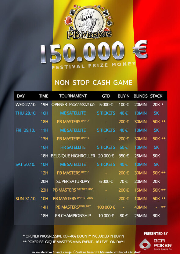 Program Poker Belgique Masters