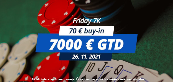 Páteční Friday 7K garantuje €7,000 v prize poolu