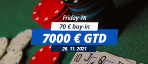 Páteční Friday 7K garantuje €7,000 v prize poolu