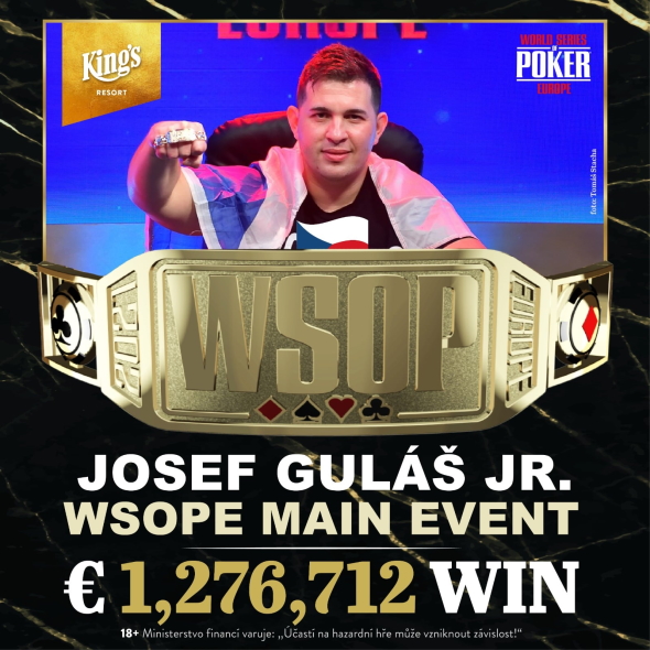 Josef Guláš mladší, mistr Evropy v pokeru pro rok 2021 a vítěz zlatého náramku z World Series of Poker