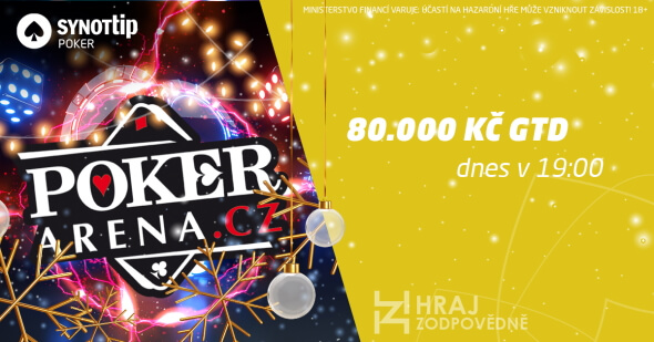 Pátý turnaj PokerArena ligy na Synot Tip Pokeru startuje v 19:00. Garantuje 80.000 Kč