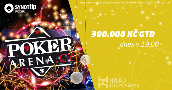 Dnešní turnaj PokerArena.cz ligy na Synot Tip Pokeru garantuje 300.000 Kč