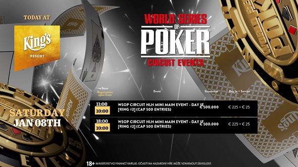 WSOPC Mini Main Event v King's Resortu pokračuje dny 1E a 1F