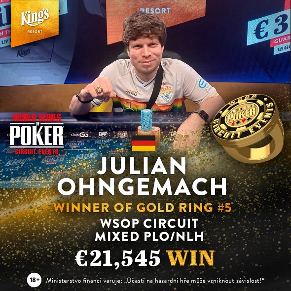 Julian Ohngemach, vítěz WSOP Circuit PLO/NLH Mixed eventu v King's Resortu