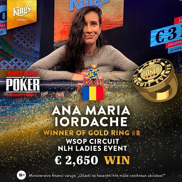 Ana Maria Iordache je šampionkou Ladies Eventu na WSOPC 2022 v King's Resortu