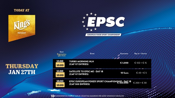 Dnes si v King's zahrajete druhý flight EPSC 2022 s garancí €300 tisíc. Na programu je i kvalifikace