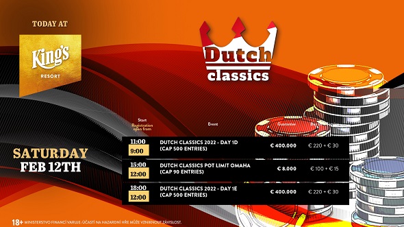 Pokerový turnaj Dutch Classics si zahrajete v King's Resortu Rozvadov, v sobotu čekají dva flighty