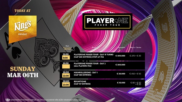Poker turnaje dnes - King's Resort hostí hned tři turnaje, včetně závěrečného flightu POPT s garancí €300.000