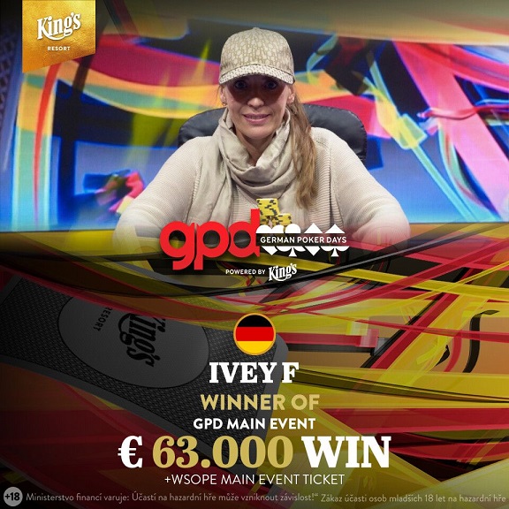 Vítězka Main Eventu GPD Ivey F