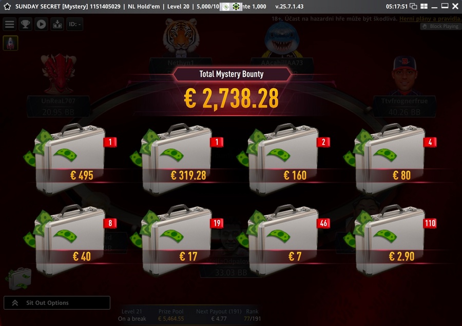Mystery bounty – rozdělení bounty odměn v&nbsp;turnaji