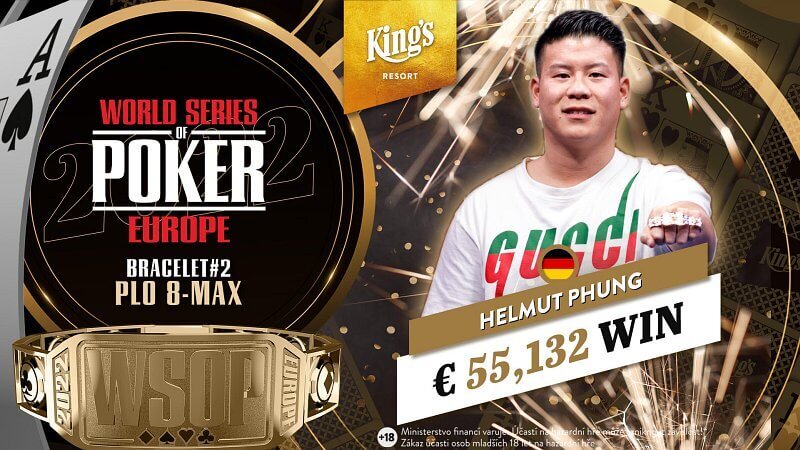 Helmut Phung šampionem WSOPE PLO bracelet eventu