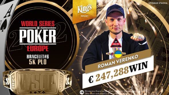 Roman Verenko za výhru v 5K PLO inkasoval €247.288