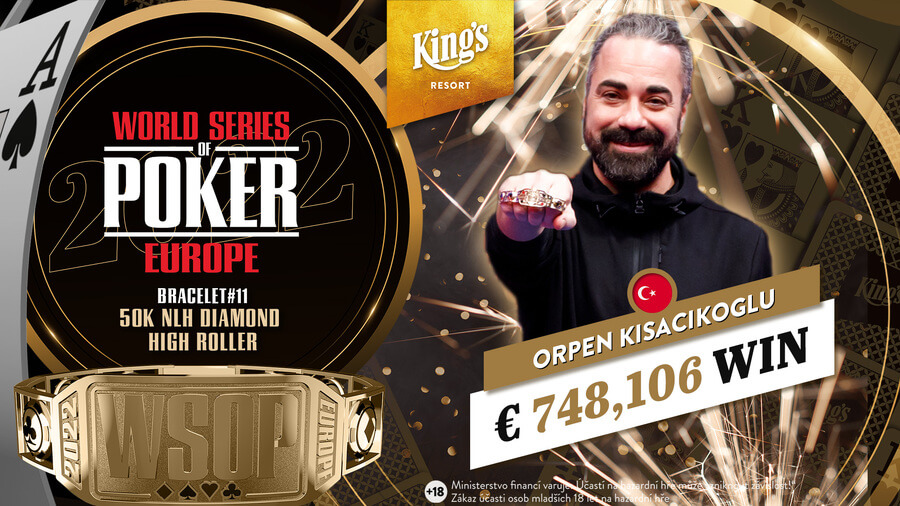 Orpen Kisacikoglu se stal vítězen 50K High Rolleru na WSOPE