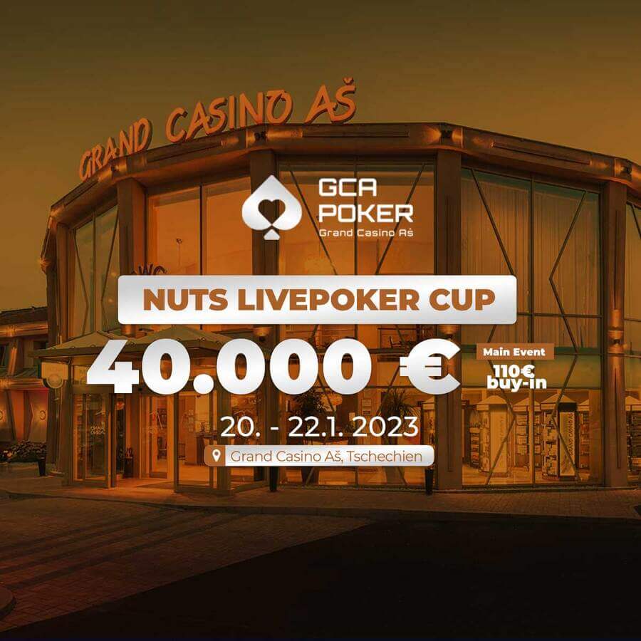 V Grand Casinu Aš se bude tento víkend hrát v Nuts Livepoker Cup Main Eventu minimálně o 40 000 eur