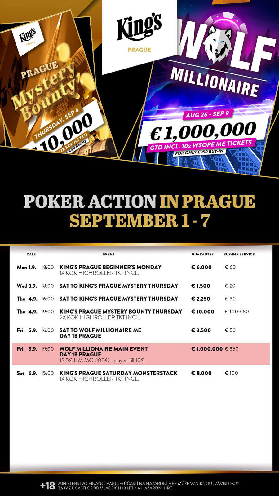Program turnajů King’s Casino Praha