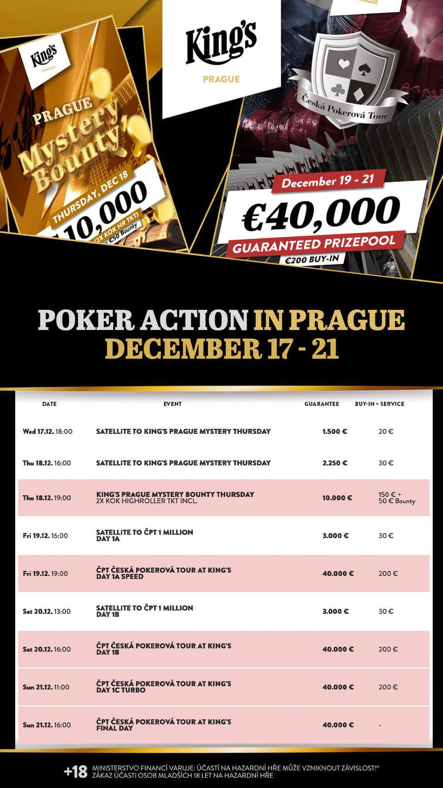 Program turnajů King’s Casino Praha
