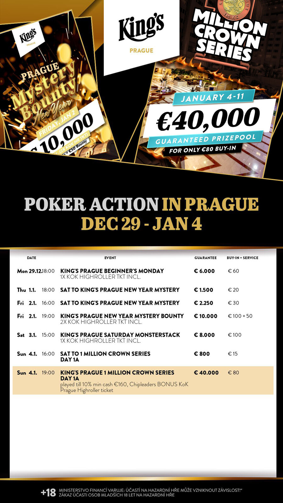Program turnajů King’s Casino Praha