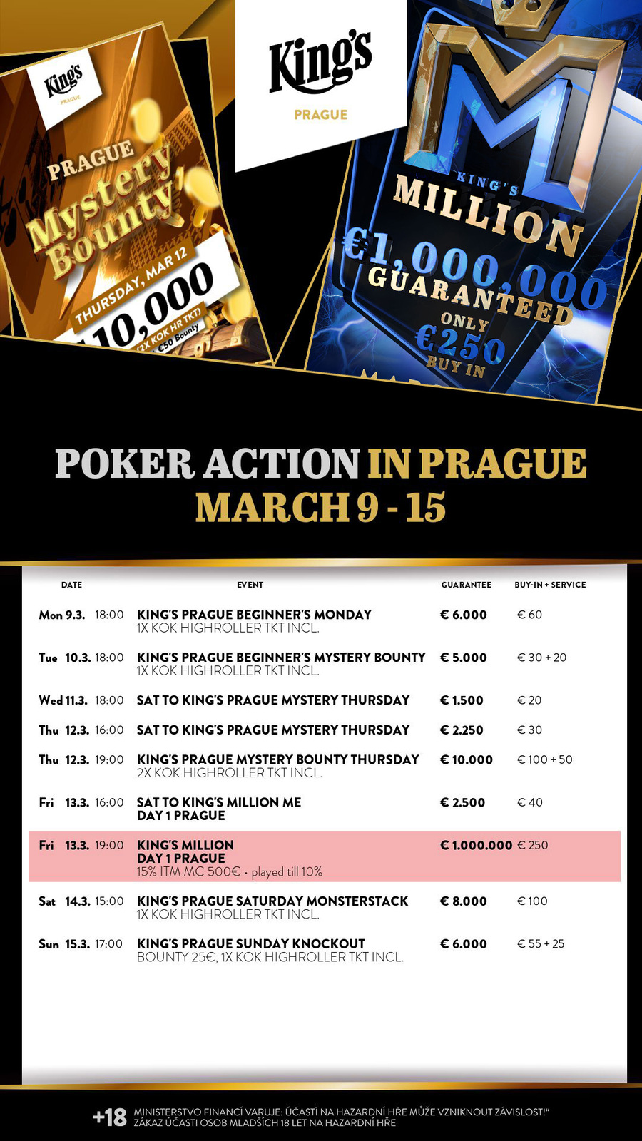 Program turnajů King’s Casino Praha