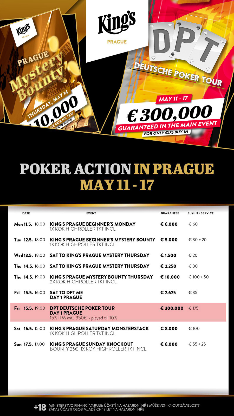 Program turnajů King’s Casino Praha