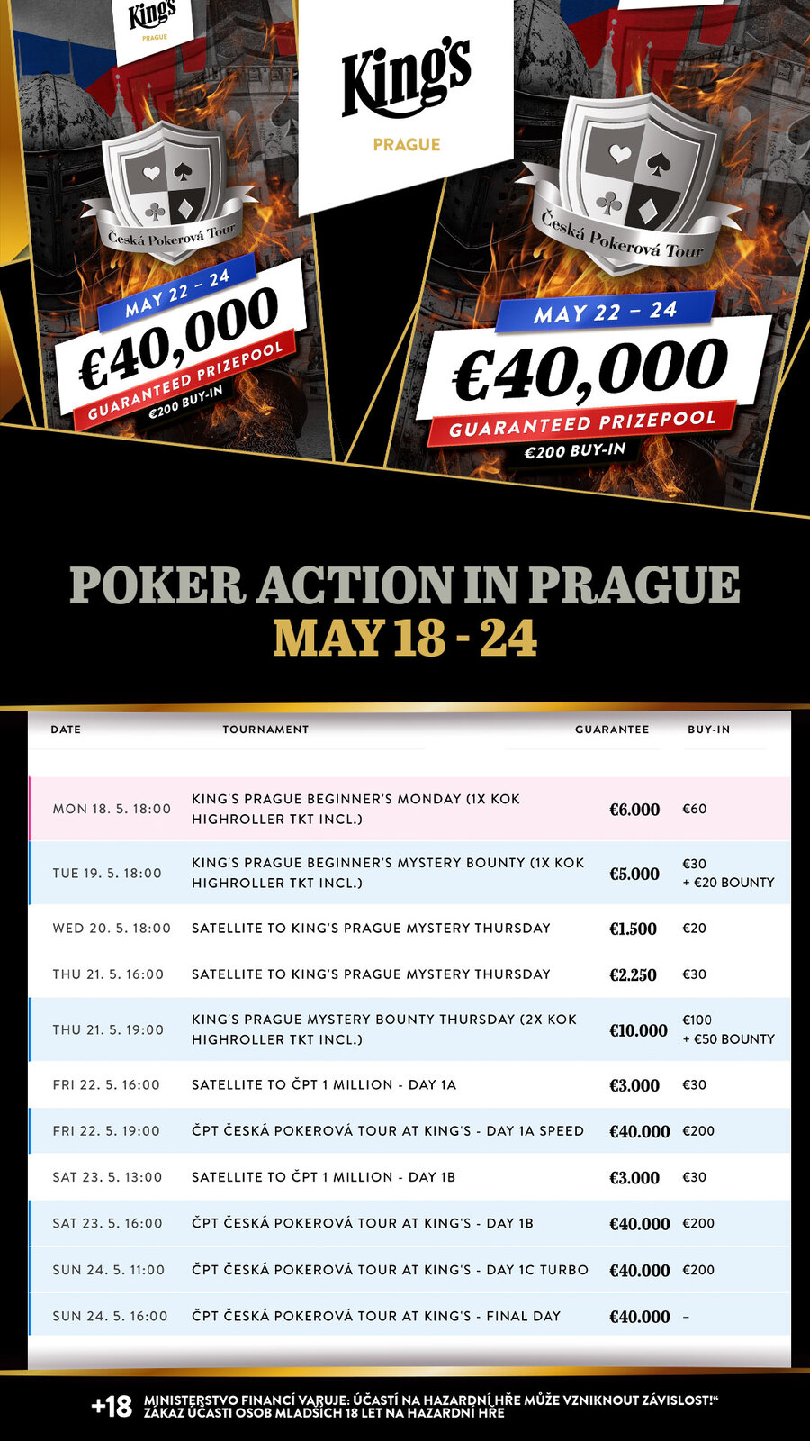 Program turnajů King’s Casino Praha