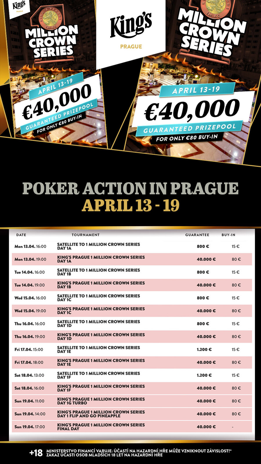 Program turnajů King’s Casino Praha
