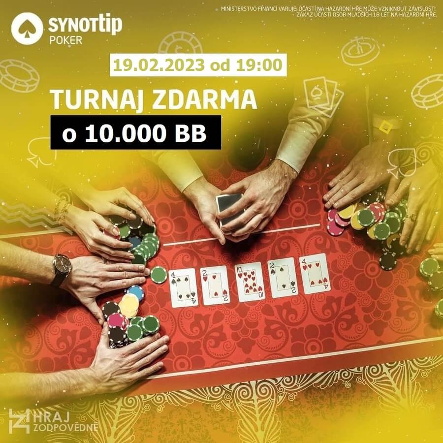 Pokerový freeroll o 10.000 si můžete zahrát na herně Synot Tip