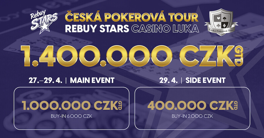 V Rebuy Stars Casinu se i v dubnu odehraje ČPT s celkovou garancí 1.400.000 Kč